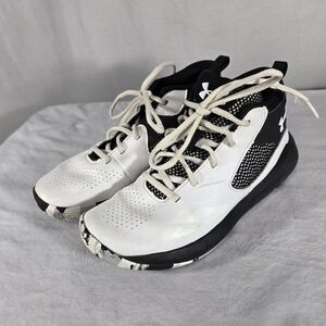 Under Armour Lockdown 5.5 Y  White Black basketball Athletic High Top Shoes